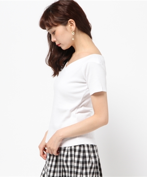 31 Sons de mode（トランテアン　ソン　ドゥ　モード）の「テレコＶネックプルオーバー（Tシャツ/カットソー・レディース・ピンク/オフホワイト/ブラック/サックスブルー/ライトグレー・36）」の7枚目の写真