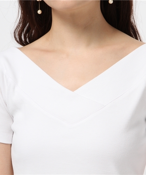 31 Sons de mode（トランテアン　ソン　ドゥ　モード）の「テレコＶネックプルオーバー（Tシャツ/カットソー・レディース・ピンク/オフホワイト/ブラック/サックスブルー/ライトグレー・36）」の9枚目の写真