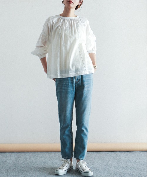 FIL DE FER(フィルデフェール)の「11,5ozデニム スリム9分丈パンツ(デニムパンツ)」|ライトインディゴブルー