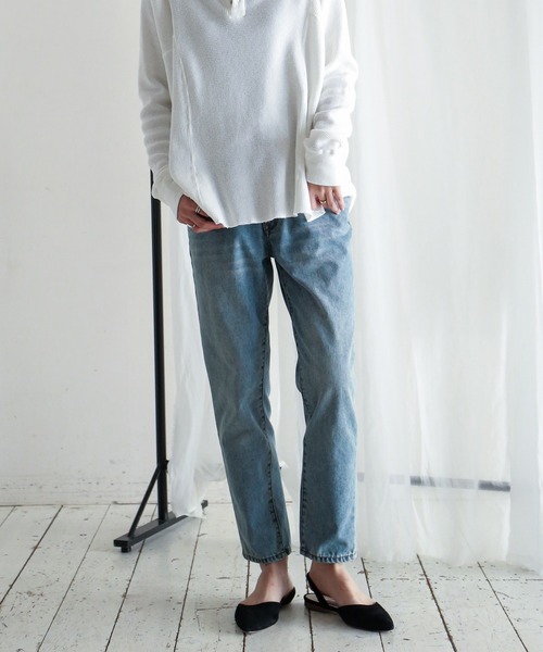 FIL DE FER(フィルデフェール)の「11,5ozデニム スリム9分丈パンツ(デニムパンツ・レディース・ライトインディゴブルー/インディゴブルー・SMALL/LARGE/MEDIUM)」の21枚目の写真