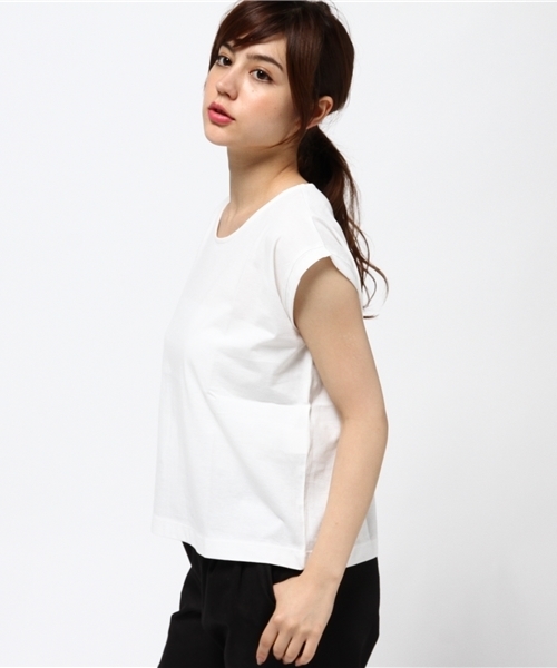 HELIOPOLE（エリオポール）の「デザインロゴTシャツ　/　calvados（Tシャツ/カットソー・レディース・ネイビー/ホワイト・38）」の4枚目の写真