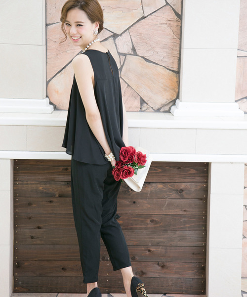 PourVous（プールヴー）の「レース パーティー パンツドレス フォーマル セレモニー&ロング 丈 タイト セットアップ 結婚式 オケージョンドレス お呼ばれ 七五三 ママ お宮参り 学校行事 二次会 成人式 （パンツドレス・レディース・ブラック/ネイビー・XL/L/M/XXL/4L）」の6枚目の写真