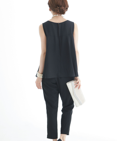 PourVous（プールヴー）の「レース パーティー パンツドレス フォーマル セレモニー&ロング 丈 タイト セットアップ 結婚式 オケージョンドレス お呼ばれ 七五三 ママ お宮参り 学校行事 二次会 成人式 （パンツドレス・レディース・ブラック/ネイビー・XL/L/M/XXL/4L）」の8枚目の写真