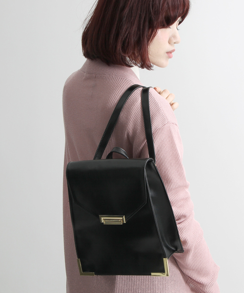 WEGO（ウィゴー）の「WEGO/2WAY金具リュック（バックパック/リュック・レディース・ホワイト/ブラウン/ブラック・FREE）」の2枚目の写真