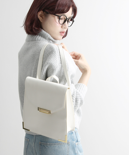 WEGO（ウィゴー）の「WEGO/2WAY金具リュック（バックパック/リュック・レディース・ホワイト/ブラウン/ブラック・FREE）」の18枚目の写真