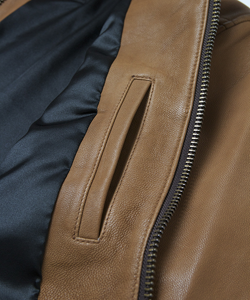 JACKROSE（ジャックローズ）の「ゴートネイキッドレザー シングルライダース（ライダースジャケット・メンズ・ブラック/ベージュ/キャメル・L/XL/M/S）」の5枚目の写真