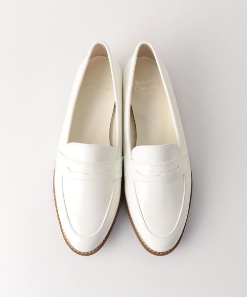 Boisson Chocolat(ボワソンショコラ)の「BBC ペニーローファーFLT○(ローファー・レディース・ホワイト/ブラック・22.5cm/23cm/25cm/23.5cm/22cm/24cm/24.5cm)」の1枚目の写真