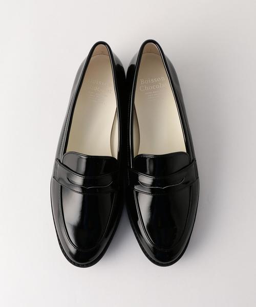 Boisson Chocolat(ボワソンショコラ)の「BBC ペニーローファーFLT○(ローファー・レディース・ホワイト/ブラック・22.5cm/23cm/25cm/23.5cm/22cm/24cm/24.5cm)」の2枚目の写真