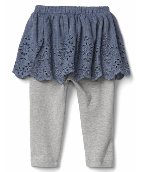 GAP（ギャップ）の「Gap アイレットシャンブレースカート付きレギンス（レギンス/スパッツ・キッズ・ライトインディゴブルー・70cm/80ｃｍ/50cm/90cm/60cm）」の3枚目の写真