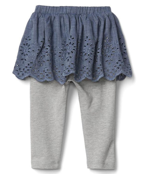 GAP（ギャップ）の「Gap アイレットシャンブレースカート付きレギンス（レギンス/スパッツ・キッズ・ライトインディゴブルー・70cm/80ｃｍ/50cm/90cm/60cm）」の2枚目の写真
