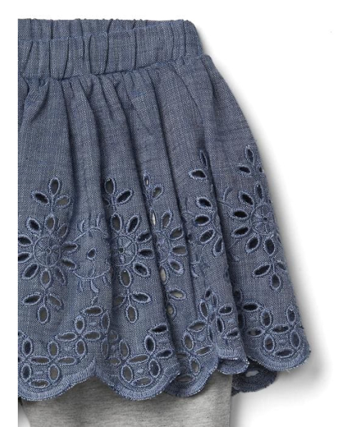 GAP（ギャップ）の「Gap アイレットシャンブレースカート付きレギンス（レギンス/スパッツ・キッズ・ライトインディゴブルー・70cm/80ｃｍ/50cm/90cm/60cm）」の4枚目の写真