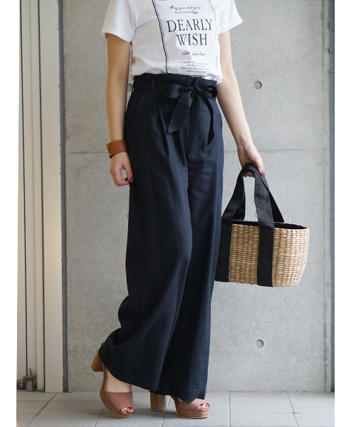 laboratory work（ラボラトリーワーク）の「リボンツイルワイドパンツ（その他パンツ・レディース・サックスブルー/ベージュ/ネイビー・MEDIUM）」の3枚目の写真