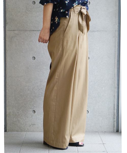 laboratory work（ラボラトリーワーク）の「リボンツイルワイドパンツ（その他パンツ・レディース・サックスブルー/ベージュ/ネイビー・MEDIUM）」の8枚目の写真