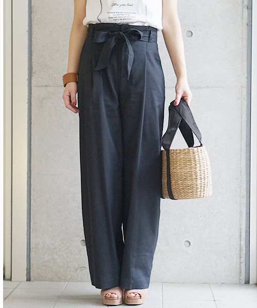 laboratory work（ラボラトリーワーク）の「リボンツイルワイドパンツ（その他パンツ・レディース・サックスブルー/ベージュ/ネイビー・MEDIUM）」の9枚目の写真