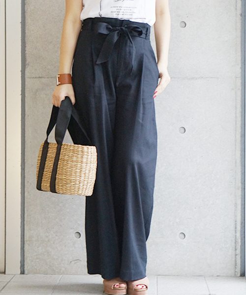 laboratory work（ラボラトリーワーク）の「リボンツイルワイドパンツ（その他パンツ・レディース・サックスブルー/ベージュ/ネイビー・MEDIUM）」の10枚目の写真