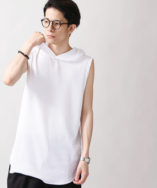 WEGO(ウィゴー)の「WEGO/ワッフルノースリーブパーカー(Tシャツ/カットソー・メンズ・レッド系その他5/ホワイト系その他5/ブラック/ホワイト・LARGE/MEDIUM)」の2枚目の写真