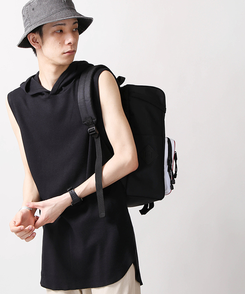 WEGO(ウィゴー)の「WEGO/ワッフルノースリーブパーカー(Tシャツ/カットソー・メンズ・レッド系その他5/ホワイト系その他5/ブラック/ホワイト・LARGE/MEDIUM)」の3枚目の写真