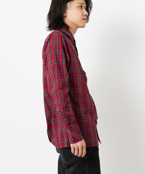 HARE　エッジモード　タータンチェック　レース　ブラウス　レッド HARE エッジモード タータンチェック レース ブラウス レッド
