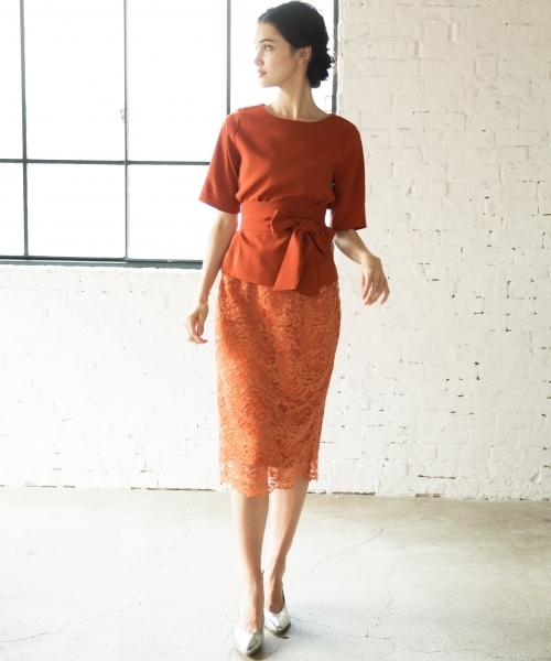 A part by（アパートバイ）の「【結婚式にも】Pレーススカート３ピースセットアップ 767933 （ドレス・レディース・グリーン/ネイビー/オレンジ・LARGE/MEDIUM）」の3枚目の写真