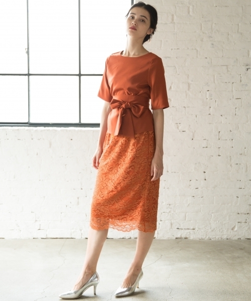 A part by（アパートバイ）の「【結婚式にも】Pレーススカート３ピースセットアップ 767933 （ドレス・レディース・グリーン/ネイビー/オレンジ・LARGE/MEDIUM）」の7枚目の写真