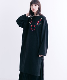 MERLOT | 起毛フラワー刺繍サイドスリットチュニック1240(チュニック)