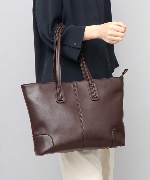 REGiSTA（レジスタ）の「スプリットレザー（牛床革） コンパクト ビジネストートバッグ A4収納対応（ビジネスバッグ・レディース・ブラック/ダークブラウン/キャメル/ネイビー/レッド/グレー・FREE）」の18枚目の写真