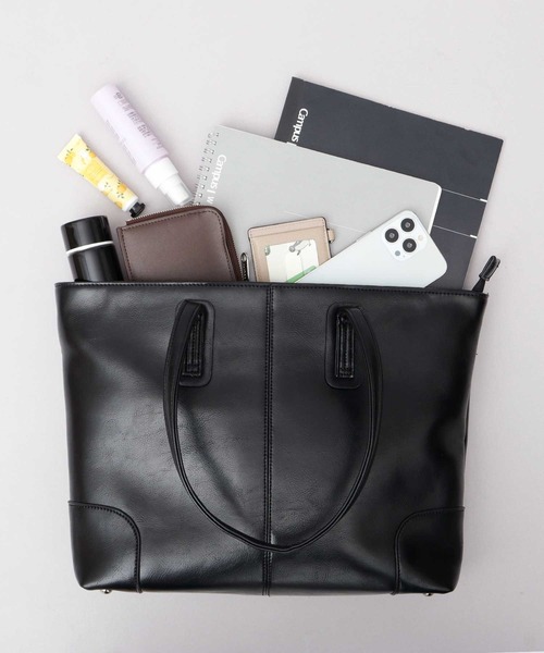 スプリットレザー（牛床革） コンパクト ビジネストートバッグ A4収納