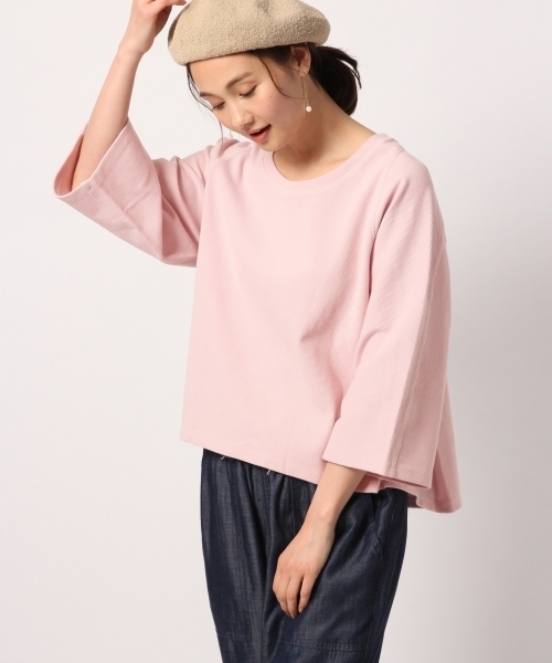 GLOBAL WORK(グローバルワーク)の「【WEB LIMITED】フライスサイドキリカエ8分袖/783437(Tシャツ/カットソー・レディース・ホワイト/ライトグレー/ライトピンク/ネイビー・MEDIUM/LARGE)」の4枚目の写真