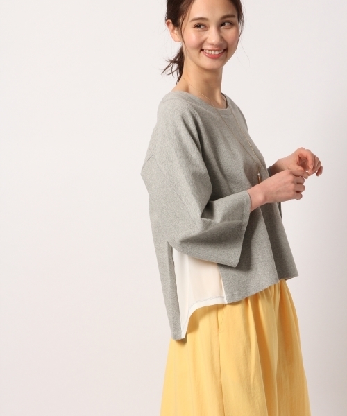 GLOBAL WORK(グローバルワーク)の「【WEB LIMITED】フライスサイドキリカエ8分袖/783437(Tシャツ/カットソー・レディース・ホワイト/ライトグレー/ライトピンク/ネイビー・MEDIUM/LARGE)」の3枚目の写真