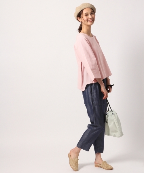 GLOBAL WORK(グローバルワーク)の「【WEB LIMITED】フライスサイドキリカエ8分袖/783437(Tシャツ/カットソー・レディース・ホワイト/ライトグレー/ライトピンク/ネイビー・MEDIUM/LARGE)」の8枚目の写真