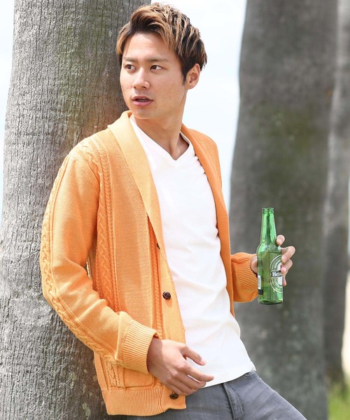 improves(インプローブス)の「ショールニット長袖カーディガン(カーディガン)」|オレンジ