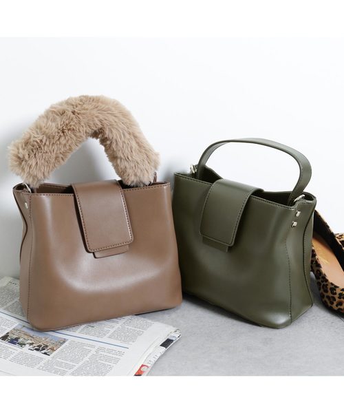 KOBE LETTUCE（コウベレタス）の「エコファーハンドルスクエアショルダーバッグ（ショルダーバッグ・レディース・ブラック/ベージュ/カーキ/キャメル・FREE）」の16枚目の写真