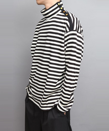 ato | SOFT PUNCH BORDER SHOULDER BUTTON TURTLENECK(Tシャツ/カットソー)