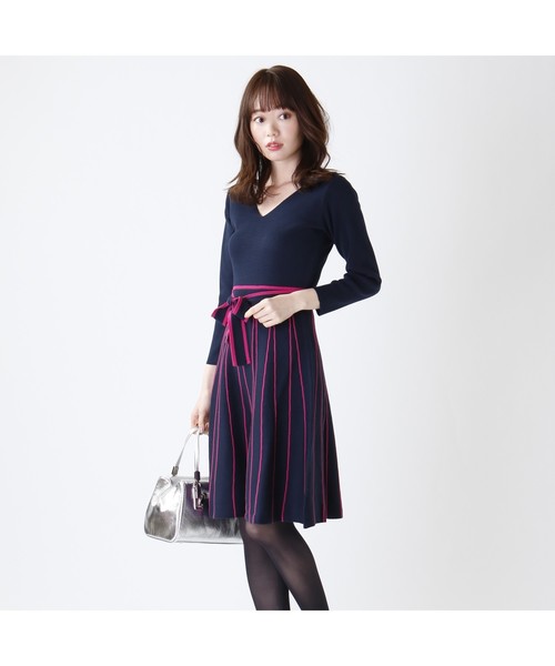 M Deux エムドゥ の プリーツスカートニットワンピース ワンピース Wear