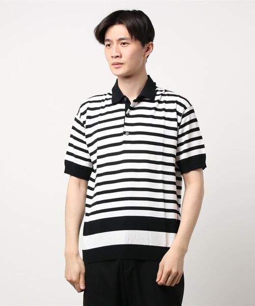 Traditional Weatherwear（トラディショナルウェザーウェア）の「【MEN'S】KNIT POLO（ポロシャツ・メンズ・ブルー系その他/ブルー系その他2/ブラック×ホワイト・M/S/L）」の2枚目の写真