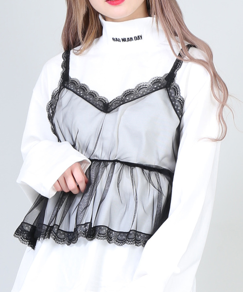 DING（ディング）の「DING/レ－スキャミソ－ル（キャミソール・レディース・ホワイト/ブラック・FREE）」の2枚目の写真