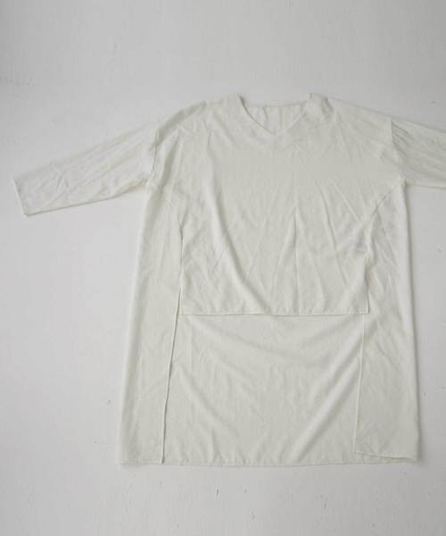 antiqua（アンティカ）の「Ｖネックワイドトップス（Tシャツ/カットソー・レディース・ブラック/オフホワイト/モカ・FREE）」の13枚目の写真