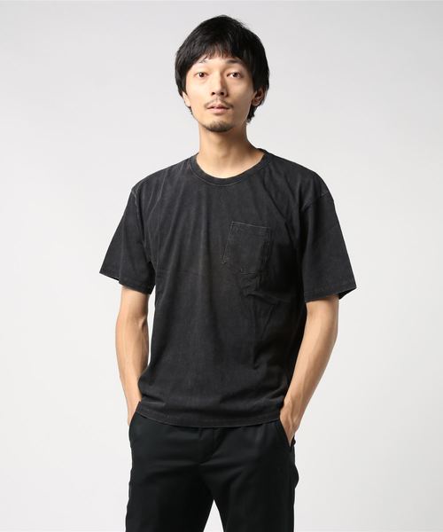 PARKS TOKYO SELECT（パークストウキョウセレクト）の「【BS】天竺 ストーンウォッシュ加工 ポケループ 半袖カットソー（Tシャツ/カットソー・メンズ・ベージュ/ライトピンク/ホワイト/ブラック/サックスブルー/ネイビー・LARGE/MEDIUM）」の3枚目の写真