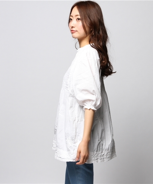 ROSE BUD(ローズバッド)の「LBL-14103 STAND/C PEASNAT TUNIC BLOUSE(シャツ/ブラウス・レディース・ホワイト/レモンイエロー/ラベンダー/ピンク系その他・ONE SIZE)」の5枚目の写真