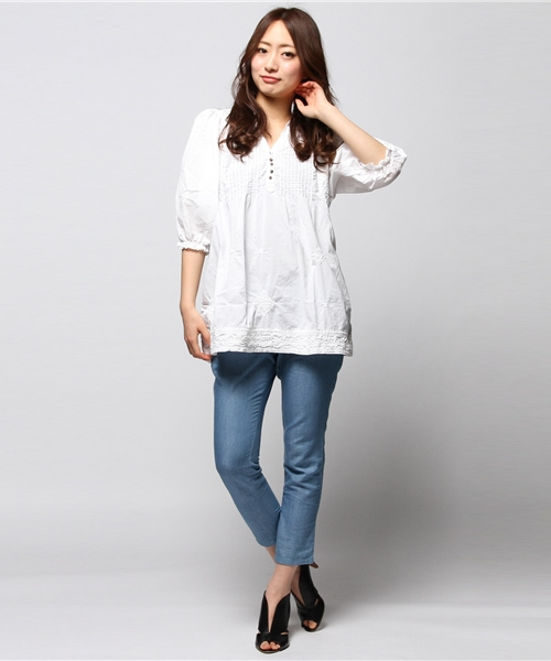 ROSE BUD(ローズバッド)の「LBL-14103 STAND/C PEASNAT TUNIC BLOUSE(シャツ/ブラウス・レディース・ホワイト/レモンイエロー/ラベンダー/ピンク系その他・ONE SIZE)」の11枚目の写真