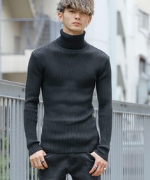 A.S.M | ミックス ワイド リブ スキニー タートルネック ニット(ニット/セーター)