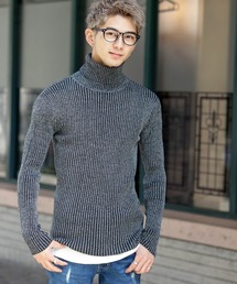 A.S.M | ミックス ワイド リブ スキニー タートルネック ニット(ニット/セーター)