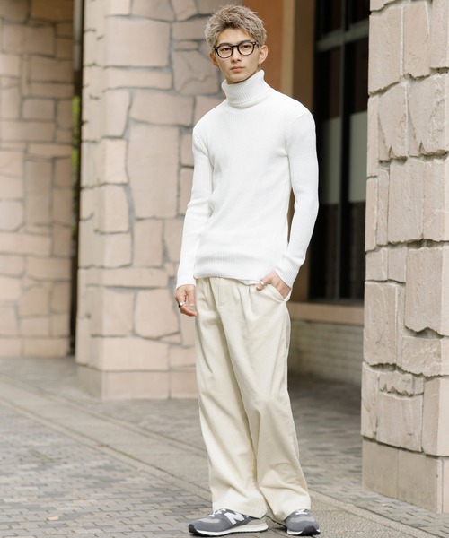 ARCHI アーキ リブ タートル ニット ホワイト ARCHI アーキ リブ