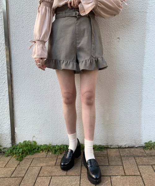 Heather（ヘザー）の「あいねねコラボチェックショートパンツ　867232（その他パンツ・レディース・ホワイト×ブラック/ブラウン系その他/ベージュ系その他・FREE）」の3枚目の写真