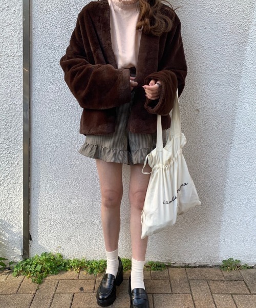 Heather（ヘザー）の「あいねねコラボチェックショートパンツ　867232（その他パンツ・レディース・ホワイト×ブラック/ブラウン系その他/ベージュ系その他・FREE）」の8枚目の写真