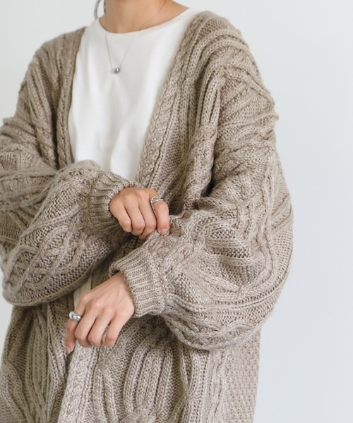 ランダムケーブル編みニットカーディガン（カーディガン/ボレロ