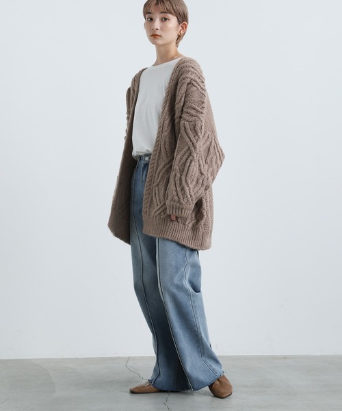 ランダムケーブル編みニットカーディガン（カーディガン/ボレロ