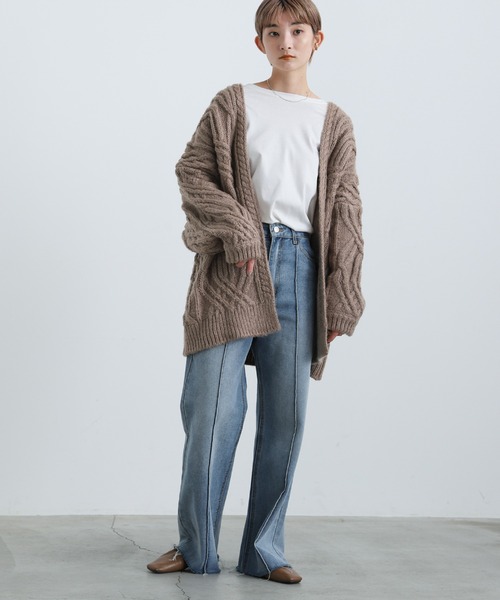 select MOCA（セレクトモカ）の「ランダムケーブル編みニットカーディガン（カーディガン/ボレロ・レディース・ベージュ/アイボリー/ブラウン・FREE）」の21枚目の写真