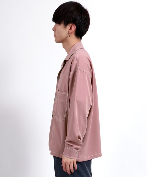 SITRY（シトリー）の「ステッチングCPOシャツジャケット<ビッグシルエット>（シャツ/ブラウス・メンズ・ブラック/ベージュ/ブラウン/ピンク・M/L）」の7枚目の写真