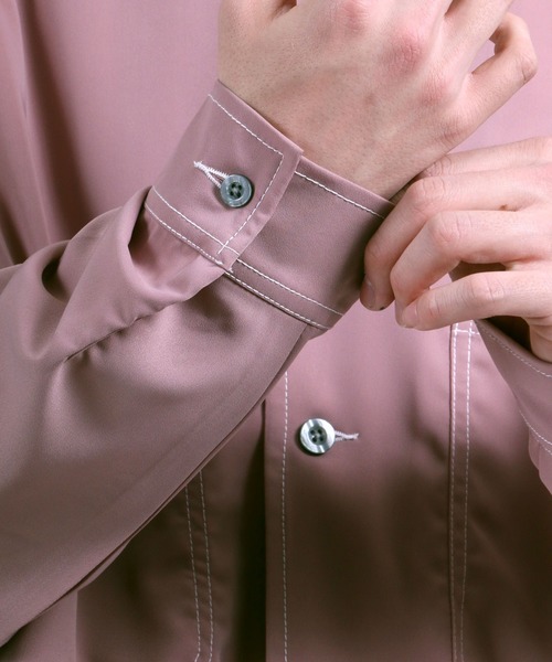 SITRY（シトリー）の「ステッチングCPOシャツジャケット<ビッグシルエット>（シャツ/ブラウス・メンズ・ブラック/ベージュ/ブラウン/ピンク・M/L）」の13枚目の写真